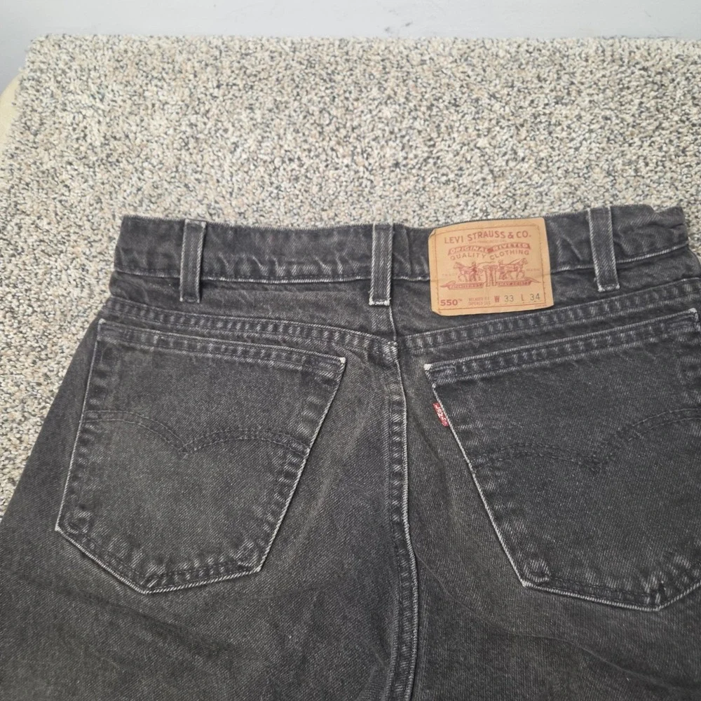 Vintage Levis 550 Mens 33x34 Black Relaxed Fit Tapered Leg Jeans Made in USA 90s